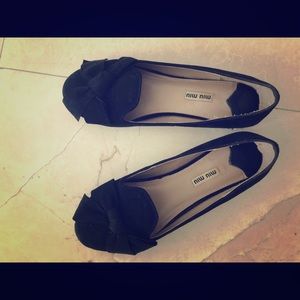Miu miu black bow flats